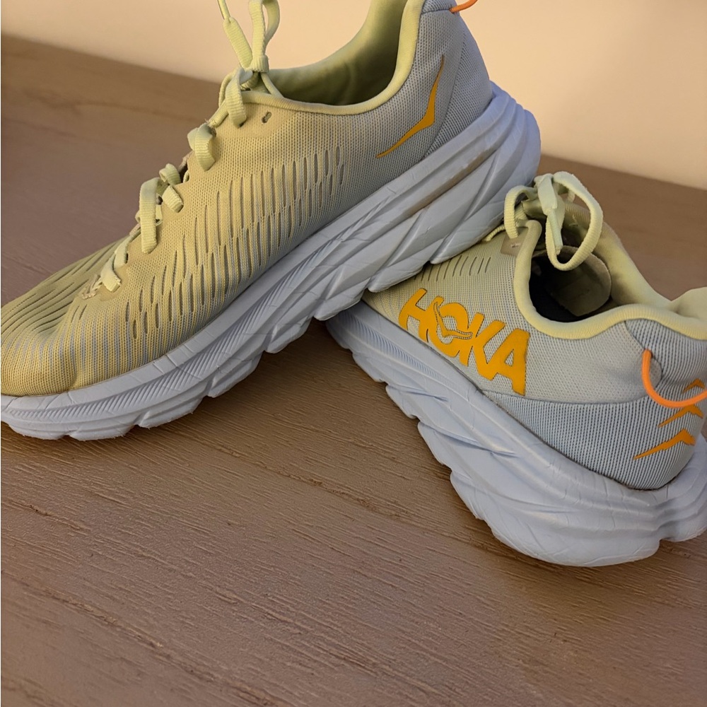 Hoka One One Lime and Blue Sneakers